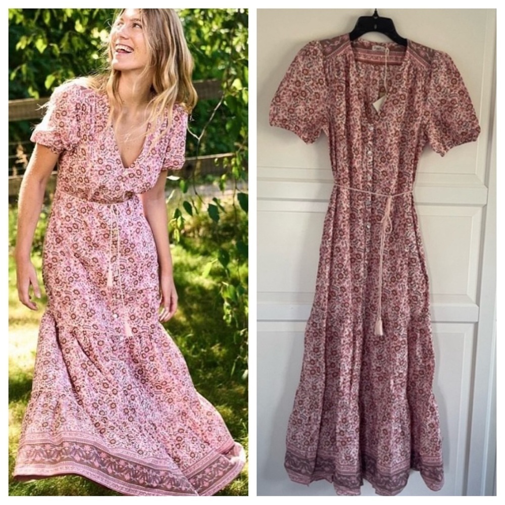 Faherty Pink Floral Maxi Dress